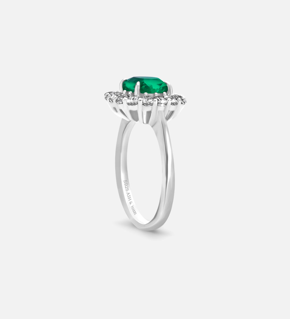 Timeless Emerald Garland Ring in 925 Silver High Quality Simulated Diamonds and Crafted Emerald Stone - Ash & Harry