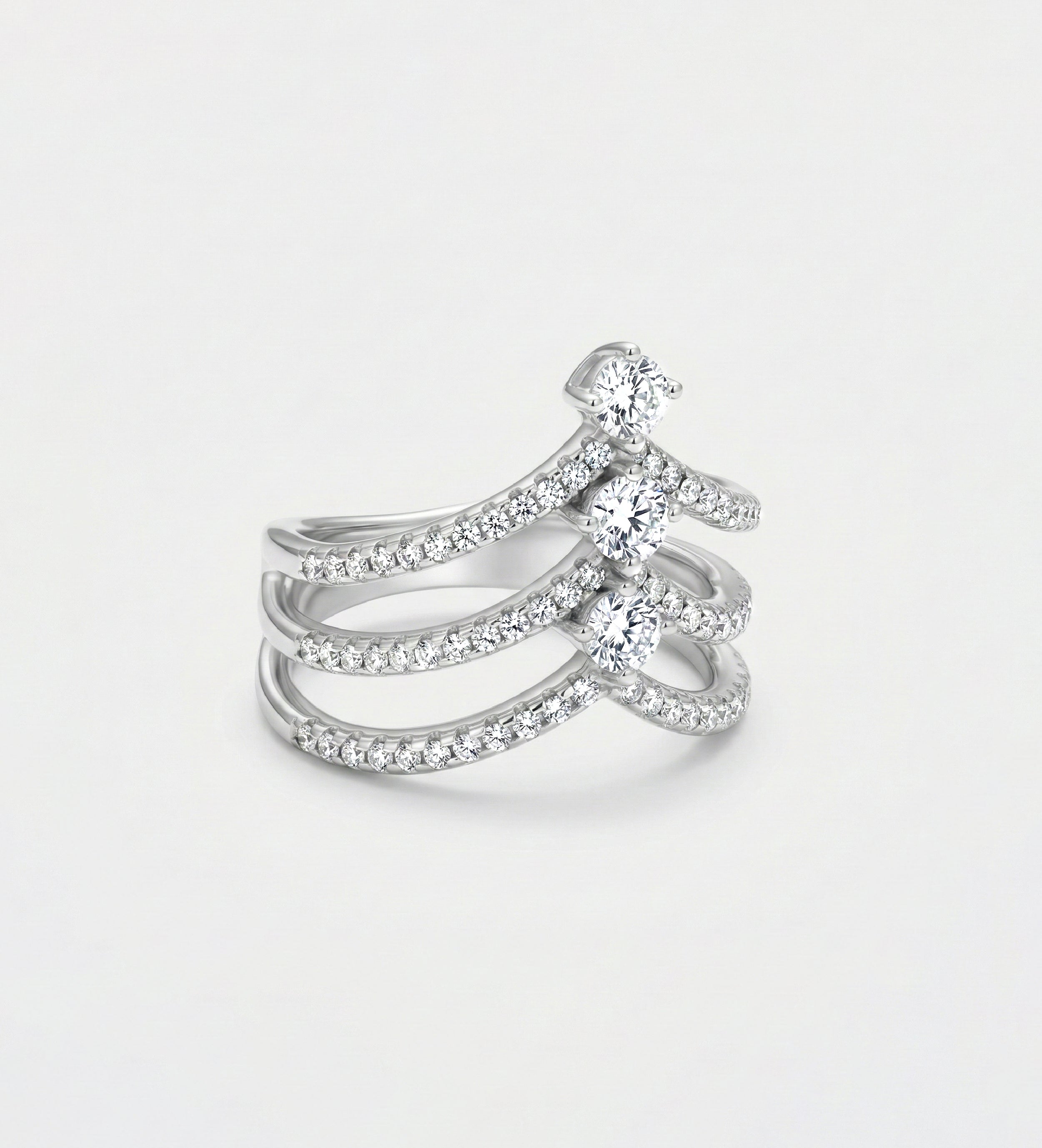 Triple Crown Ring in 925 Silver with High - Quality Simulated Diamonds - Ash & Harry