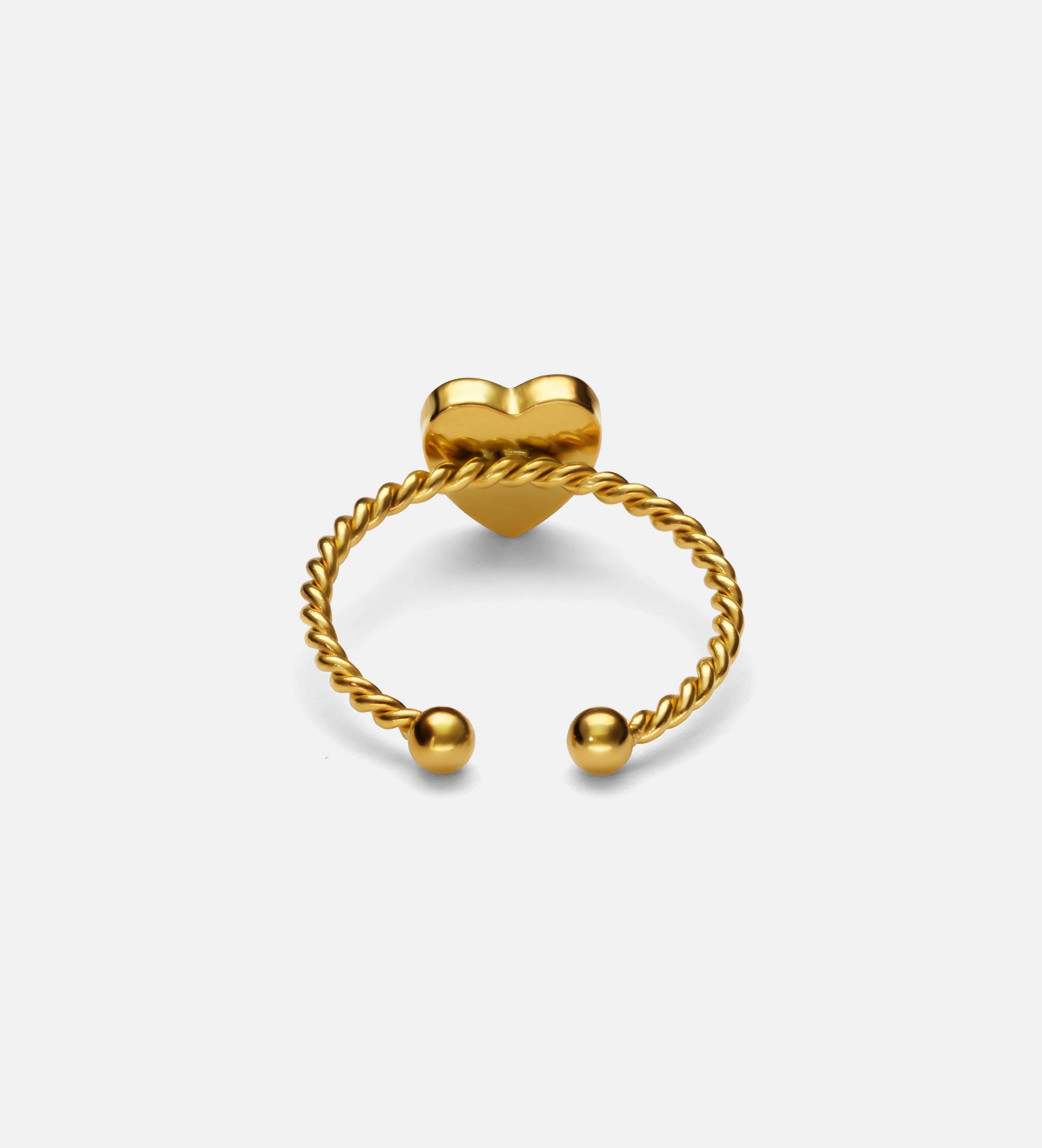 Twisted Heart Open Ring in White