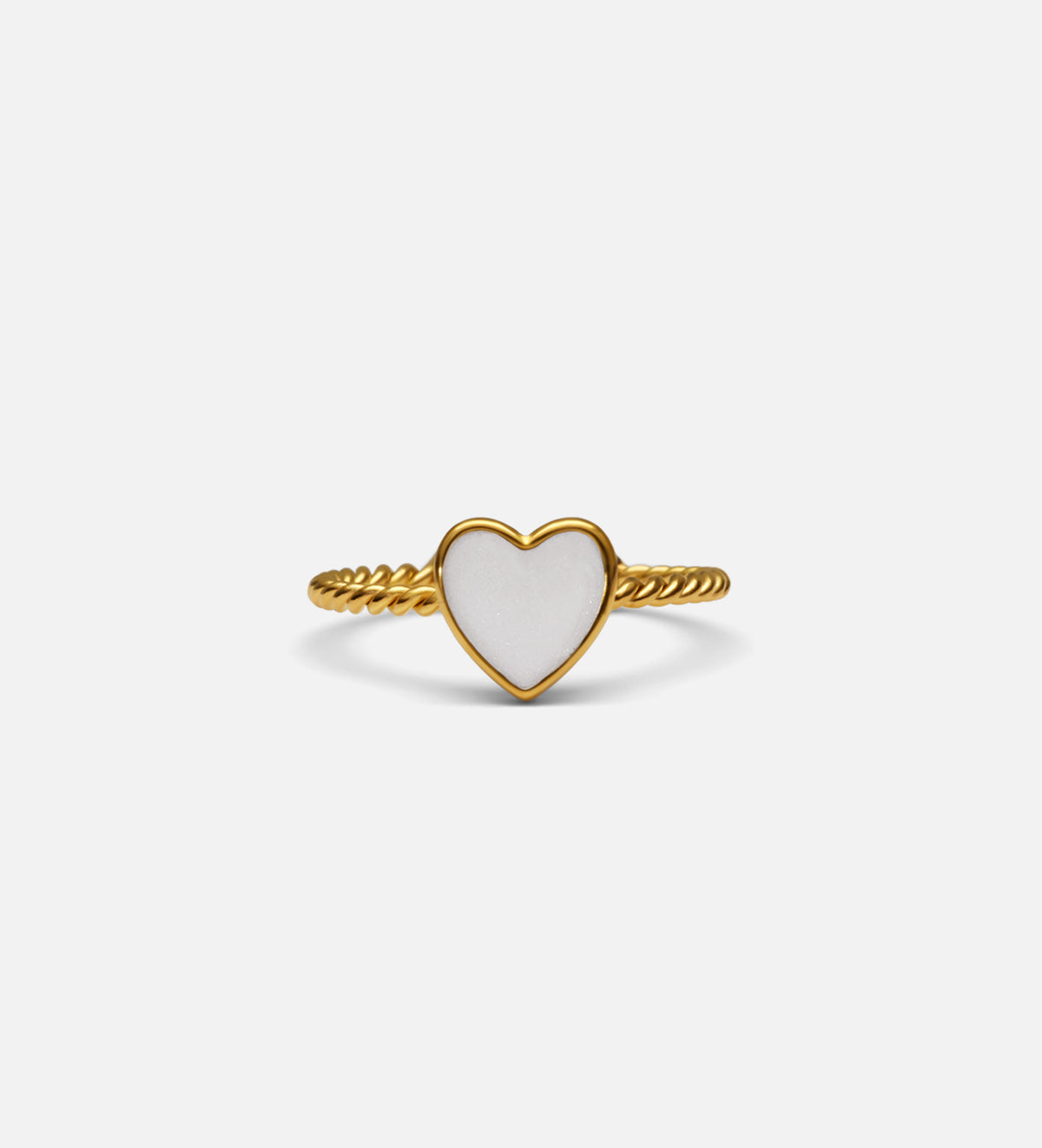 Twisted Heart Open Ring in White - Ash & Harry