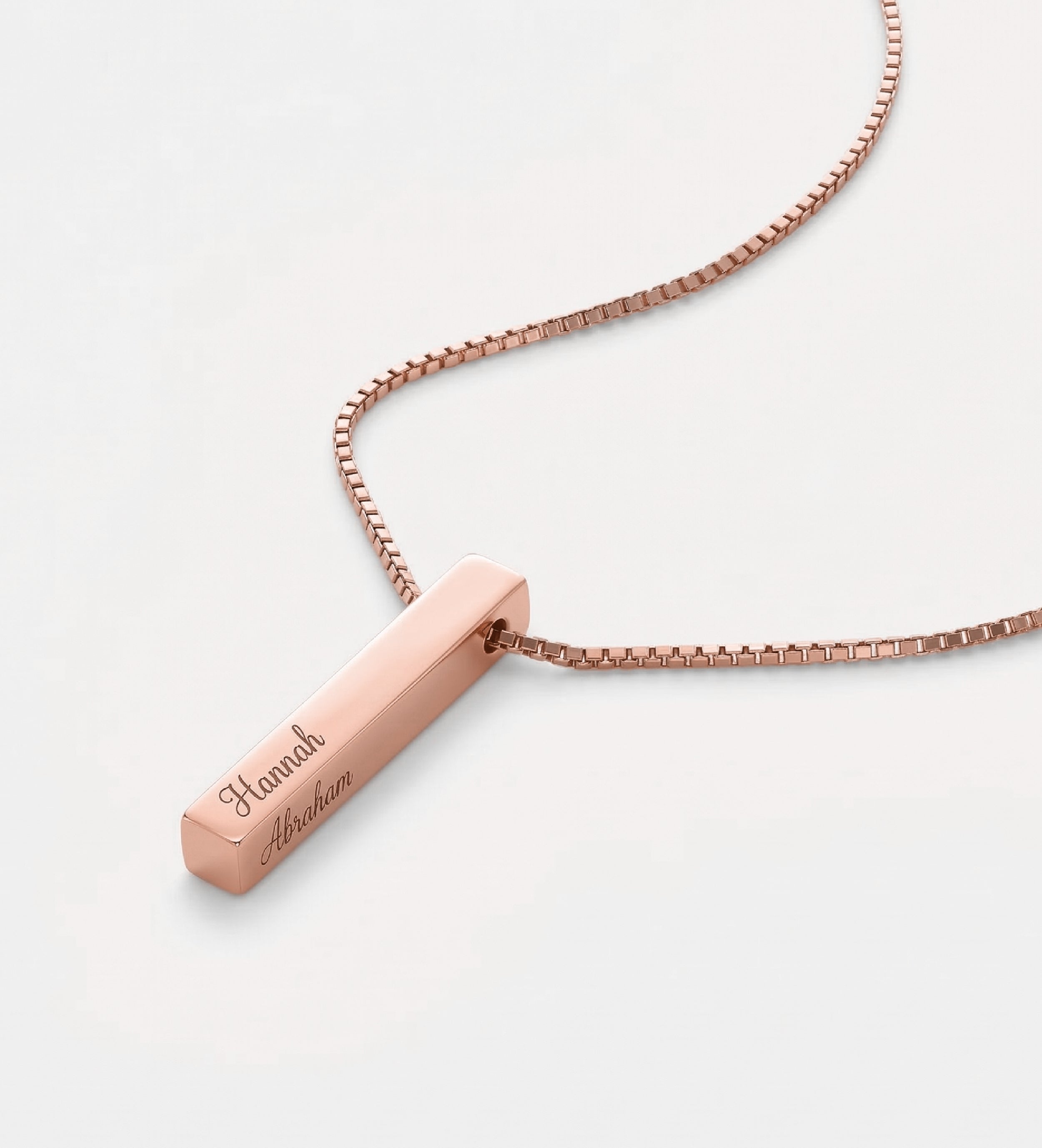 Vertical Bar Necklace in 18K Rose Gold Plating on 925 Silver - Ash & Harry