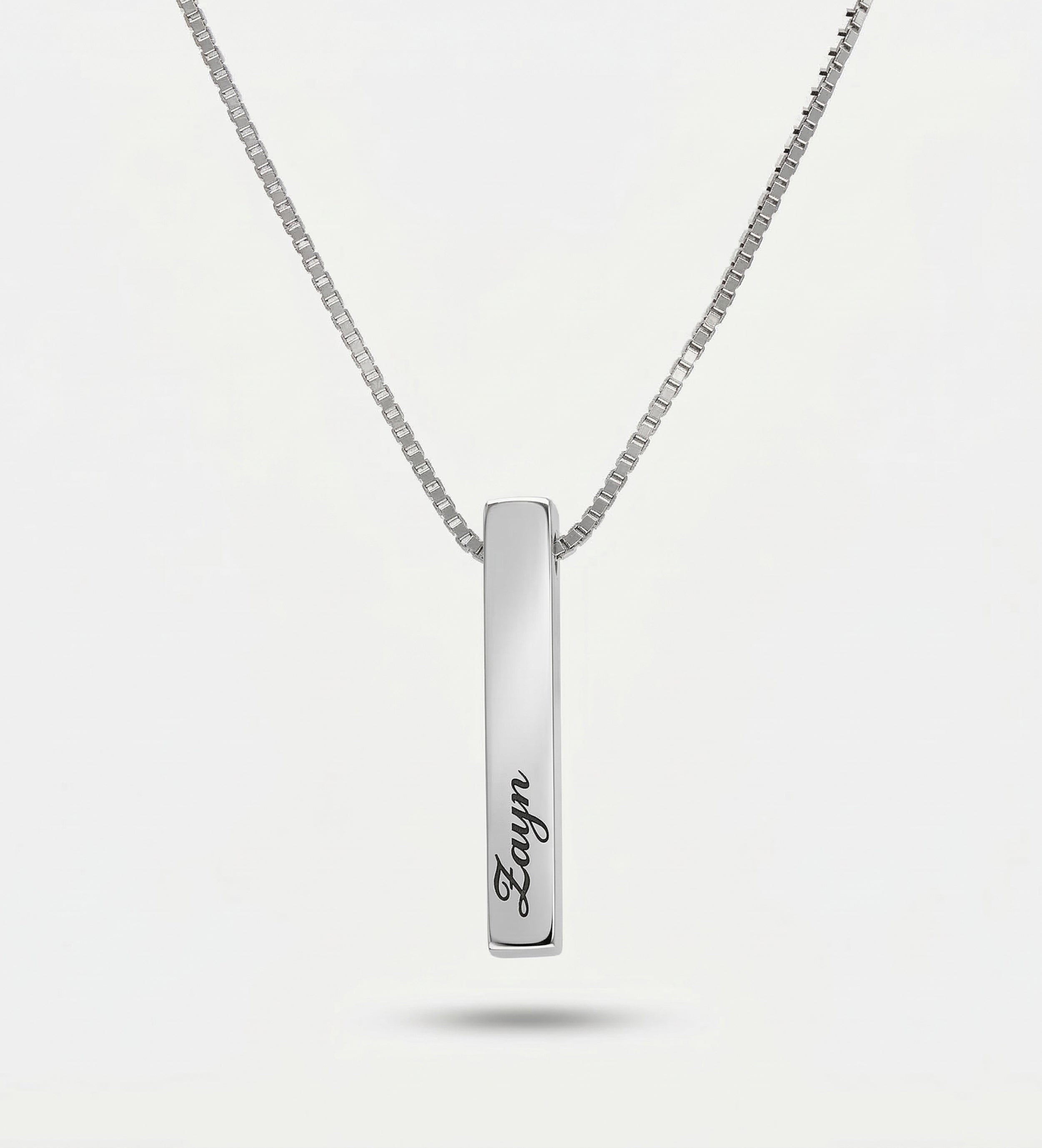 Vertical Bar Necklace in Rhodium Plating on 925 Silver - Ash & Harry