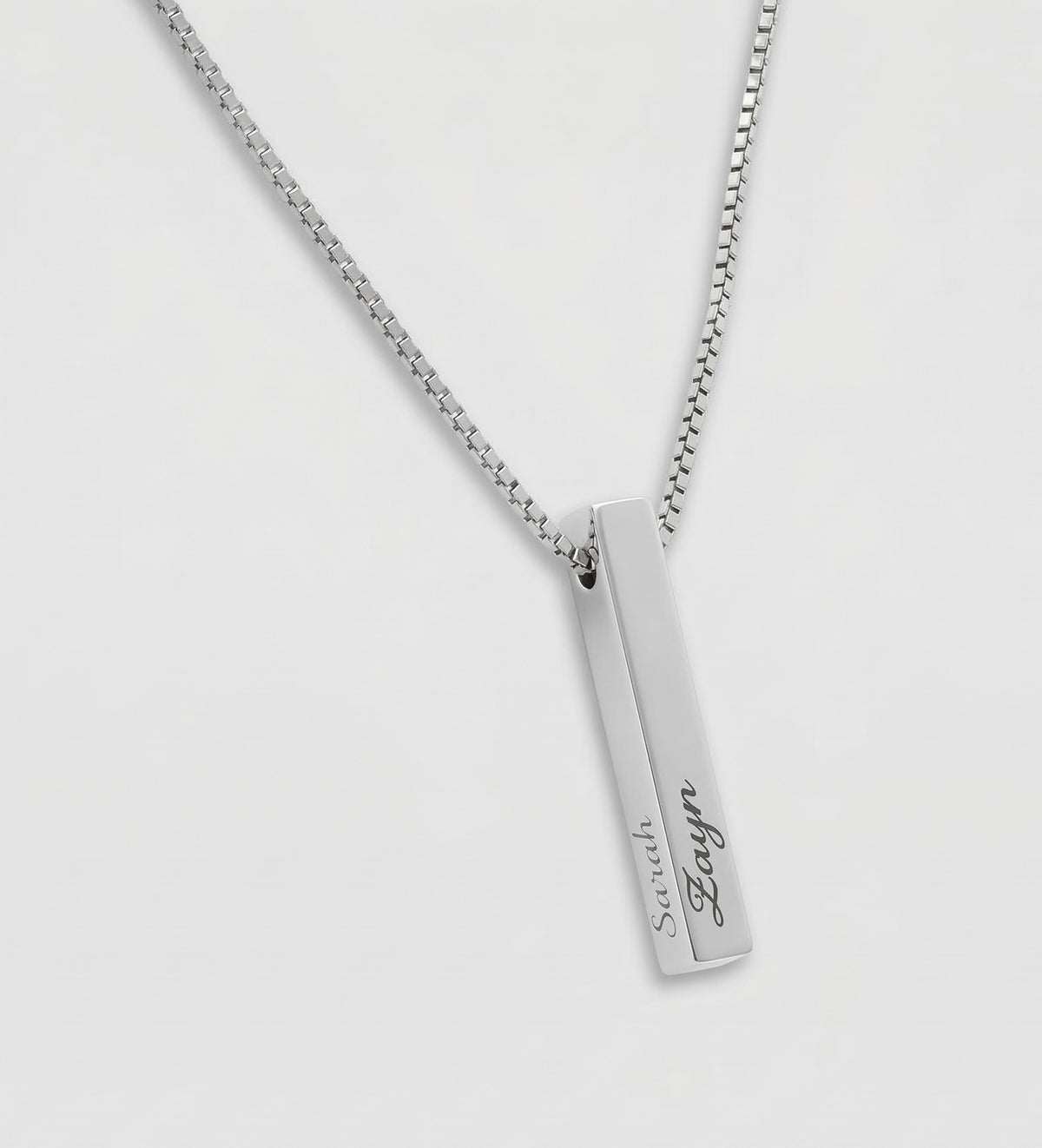 Vertical Bar Necklace in Rhodium Plating on 925 Silver - Ash & Harry