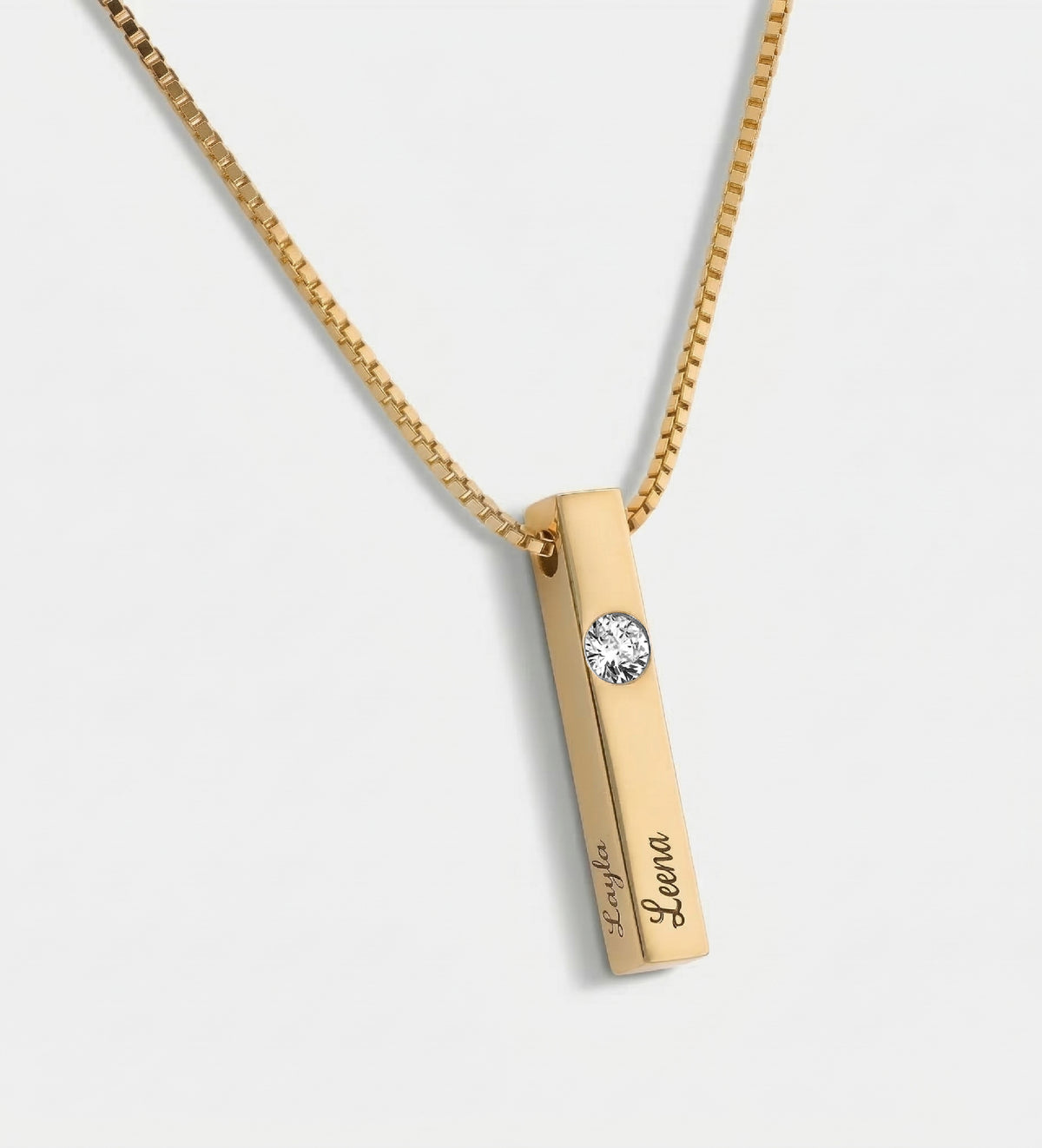 Vertical Bar Necklace With 0.25CT Lab Diamond in 18K Gold Plating on 925 Silver - Ash & Harry