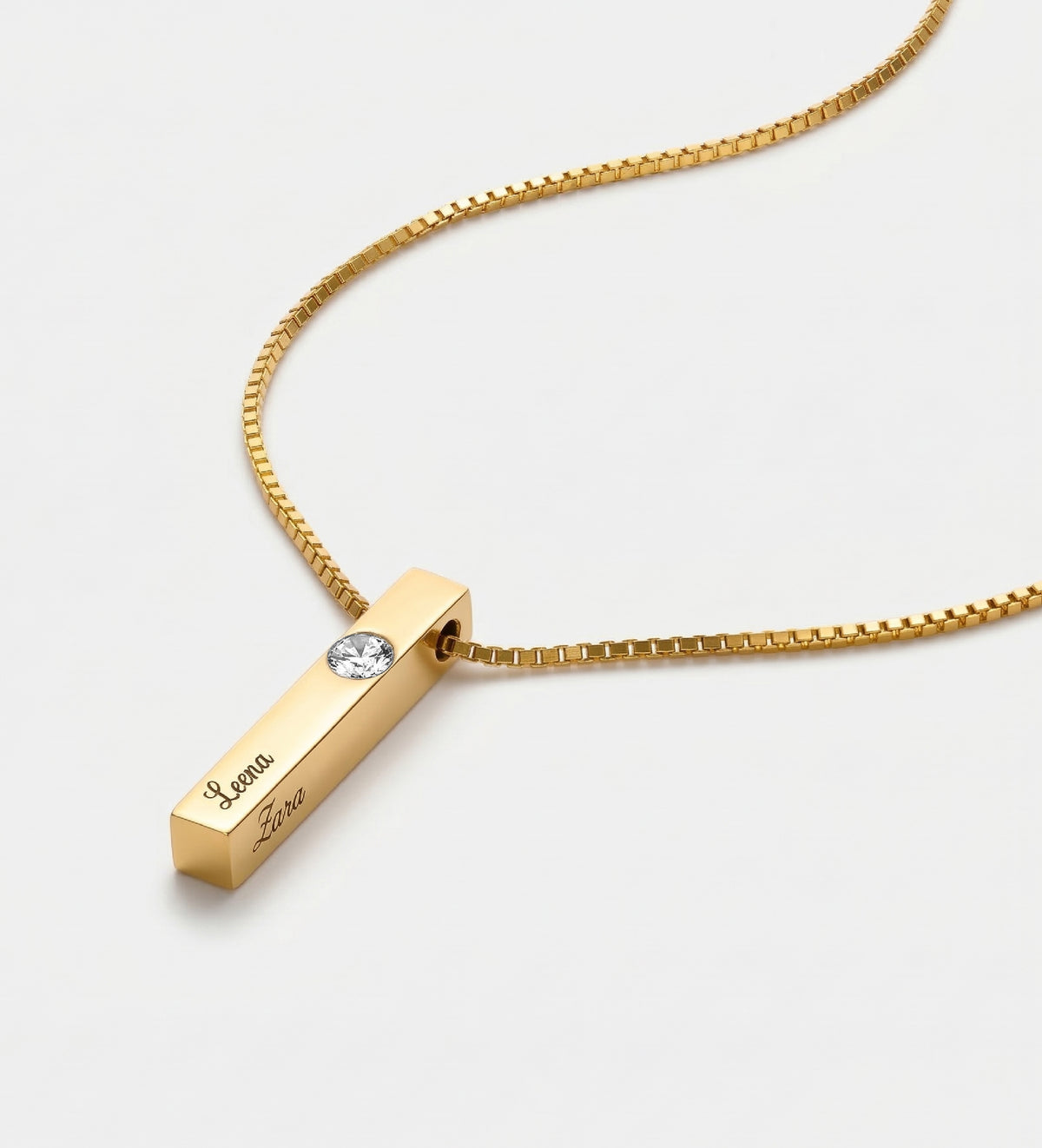 Vertical Bar Necklace With 0.25CT Lab Diamond in 18K Gold Plating on 925 Silver - Ash & Harry
