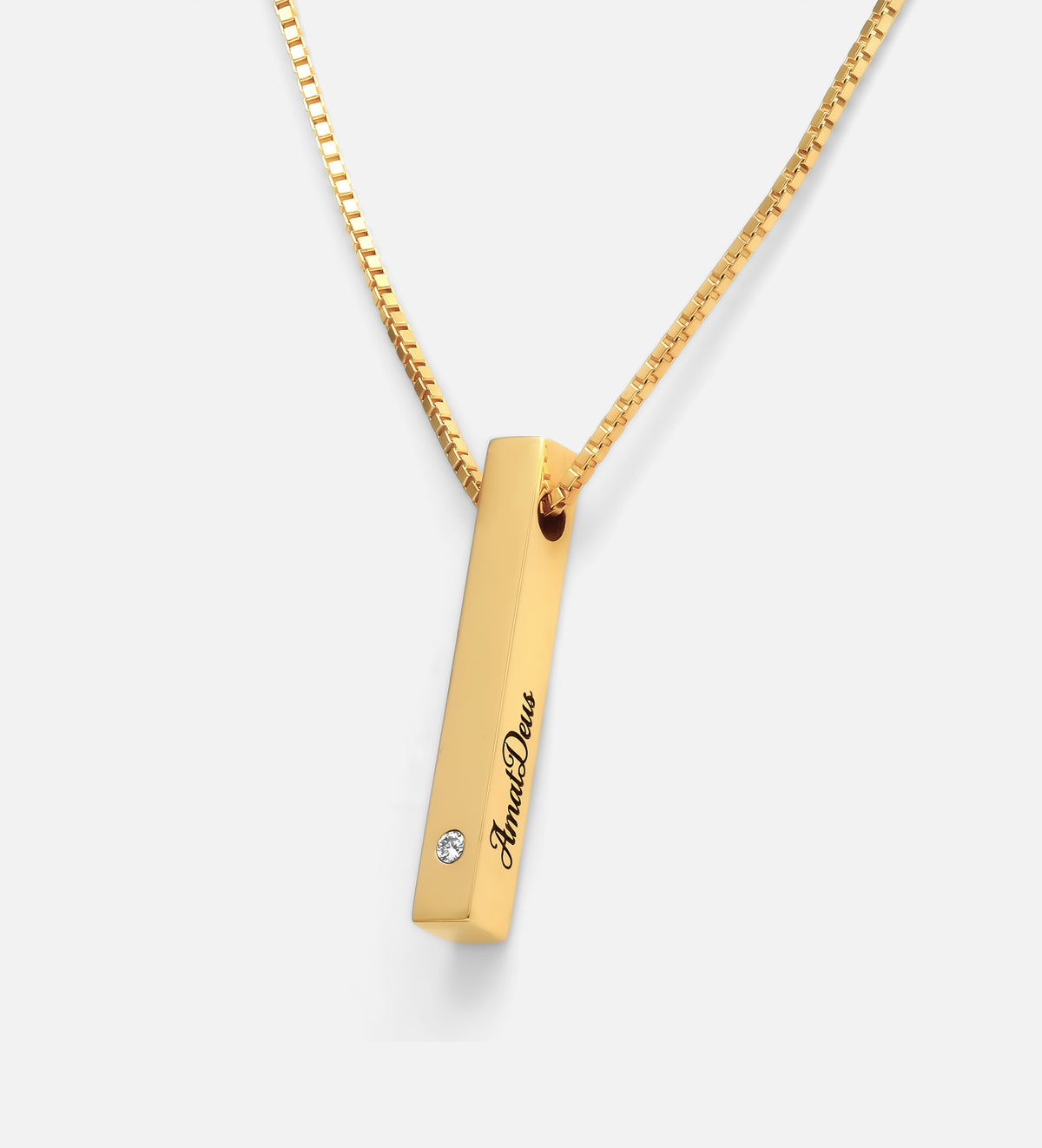 Vertical Bar Necklace With Lab Diamond in 18K Gold Plating on 925 Silver - Ash & Harry