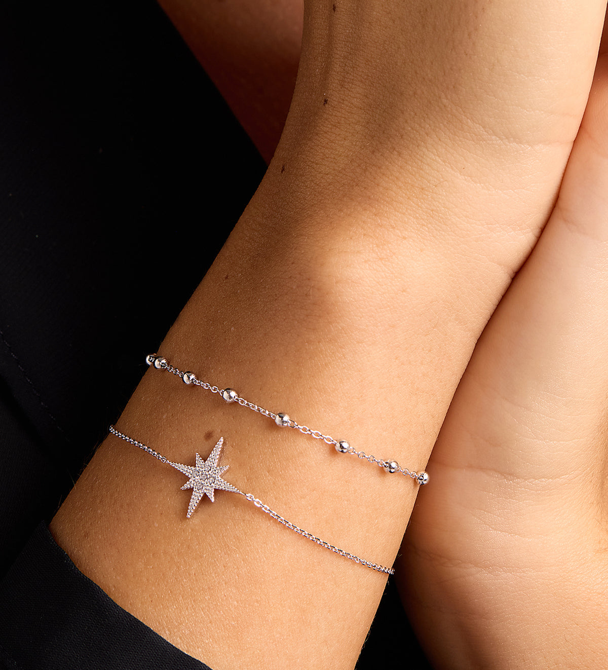 Dotted Chain Bracelet in Rhodium Plating on 925 Silver - Ash & Harry