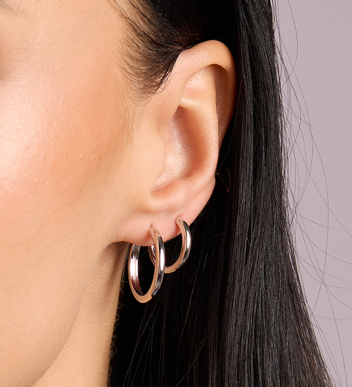 Classic Large Hoops in Rhodium Plating on 925 Silver - Ash & Harry