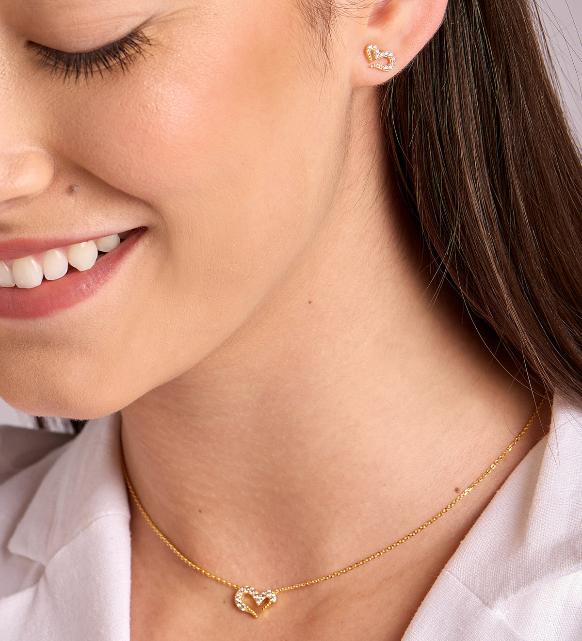 Pave Heart Earrings in 18k Gold Plating on 925 Silver - Ash & Harry