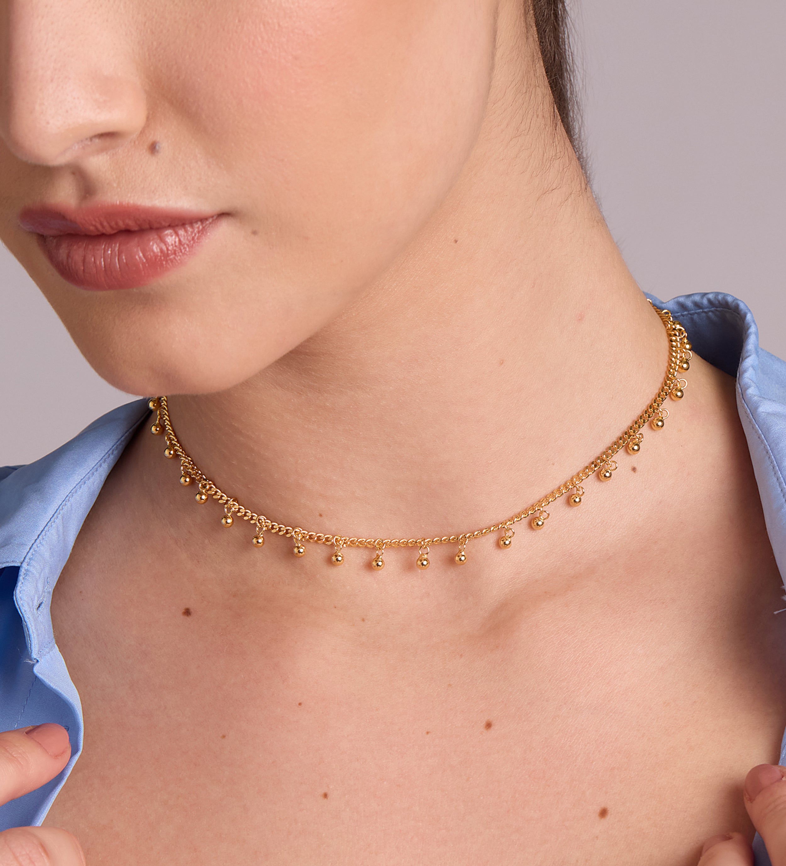 Dangling Dotted Choker in 18K Gold Vermeil | Ash & Harry