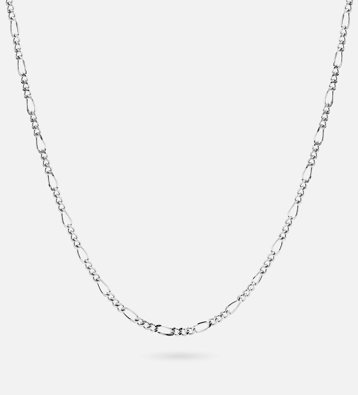 Figaro Chain Necklace in Rhodium Plating on 925 Silver - Ash & Harry