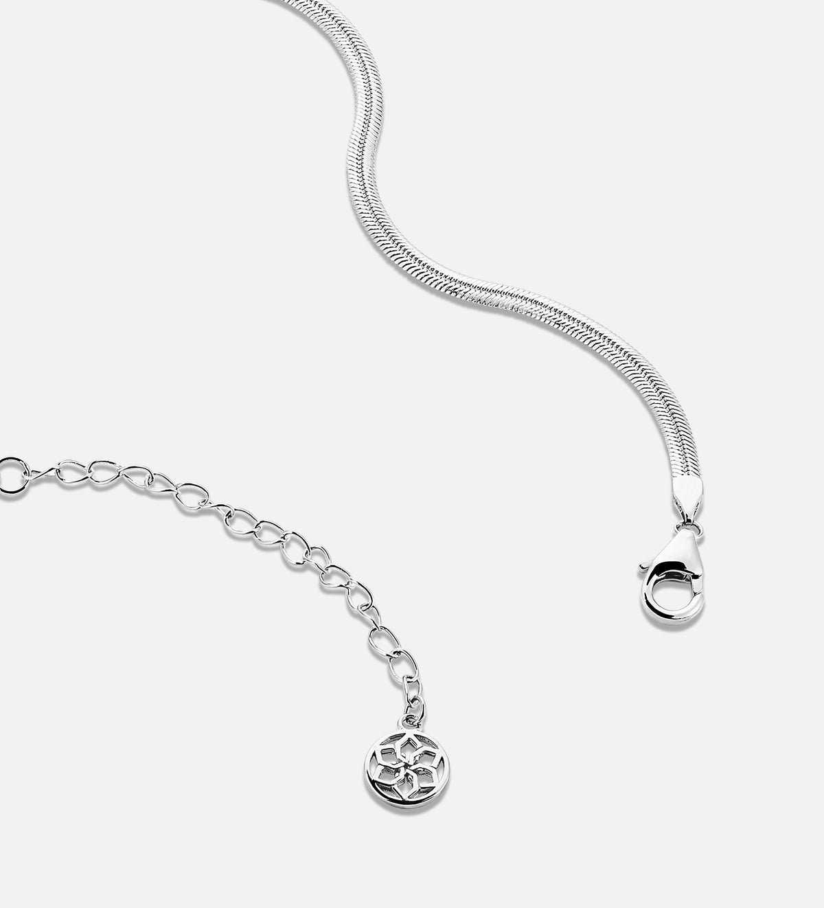 Herringbone Necklace in Rhodium Plating on 925 Silver - Ash & Harry