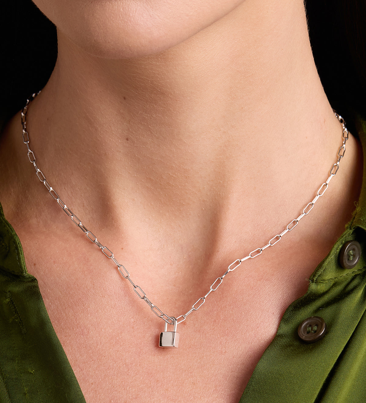 Lock Necklace in Rhodium Plating on 925 Silver - Ash & Harry