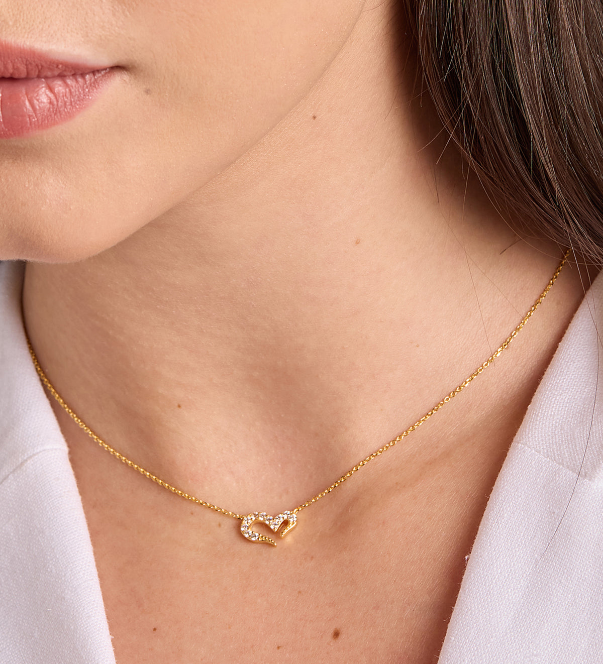 Pave Heart Silhouette Necklace in 18k Gold Plating on 925 Silver - Ash & Harry