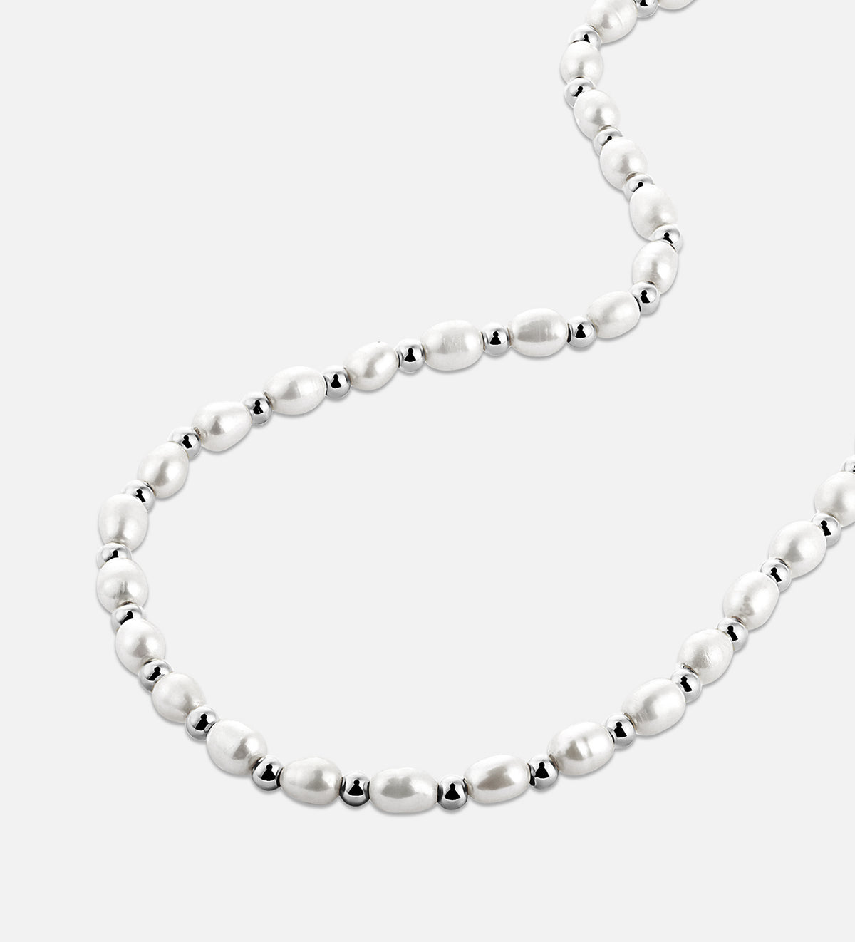 Pearl Beaded Necklace in Rhodium Plating on 925 Silver - Ash & Harry