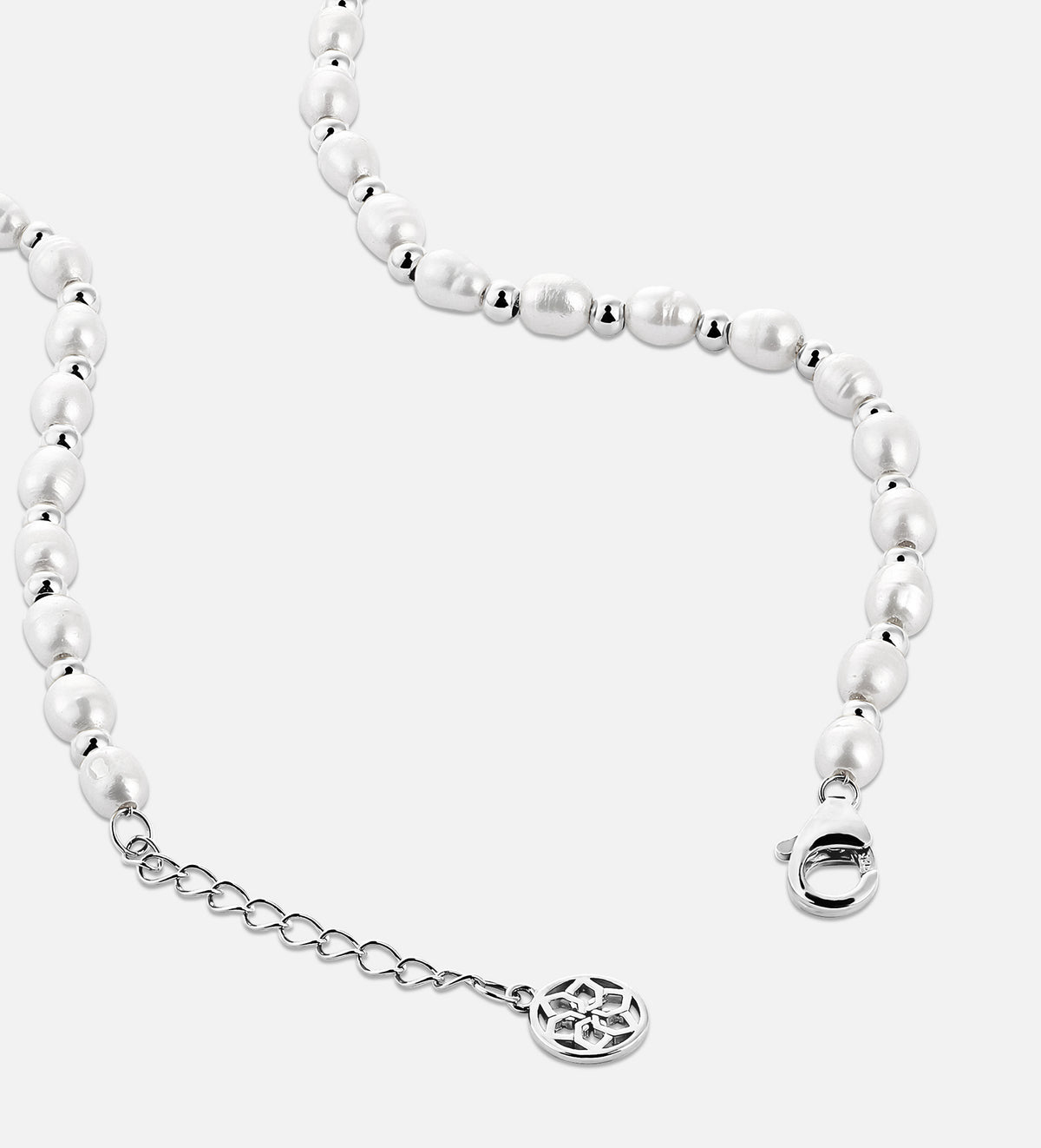 Pearl Beaded Necklace in Rhodium Plating on 925 Silver - Ash & Harry