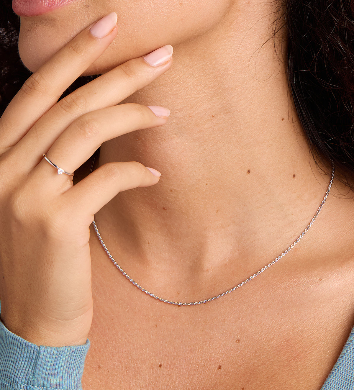 Rope Chain Necklace in Rhodium Plating on 925 Silver - Ash & Harry