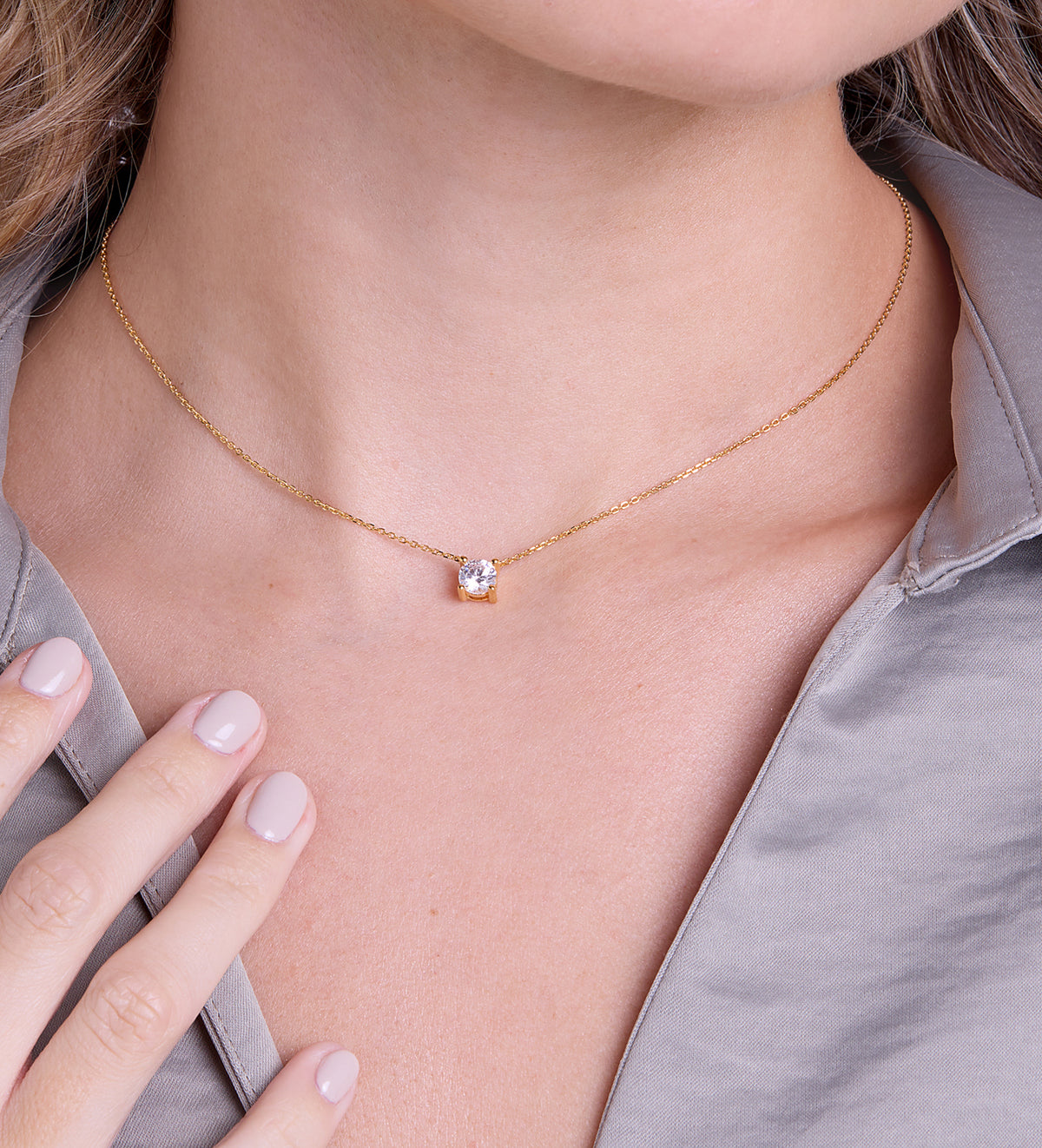 Solitaire Pendant Necklace in 18k Gold Plating on 925 Silver - Ash & Harry