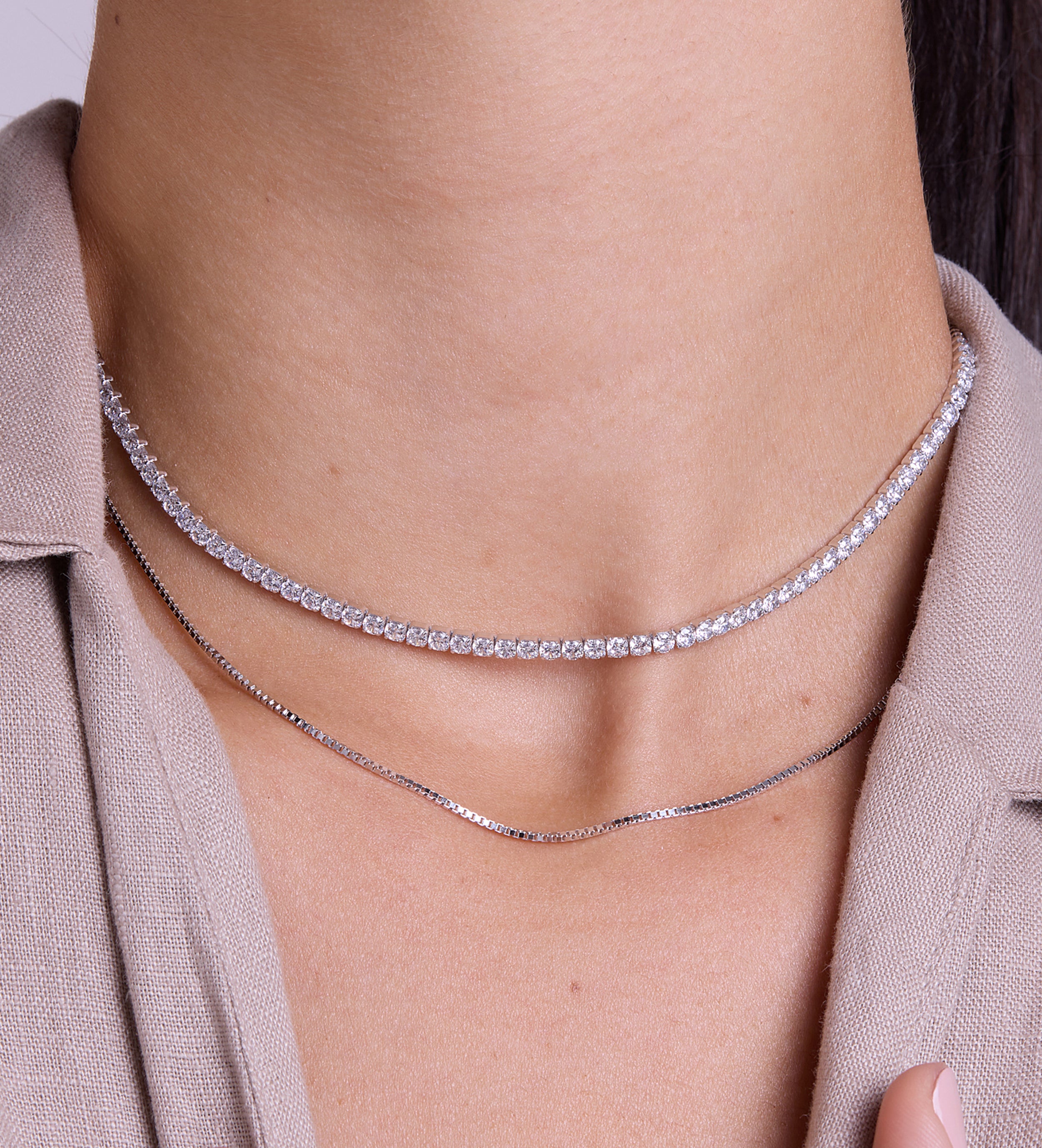 Tennis Necklace in 925 Sterling Silver | Ash & Harry