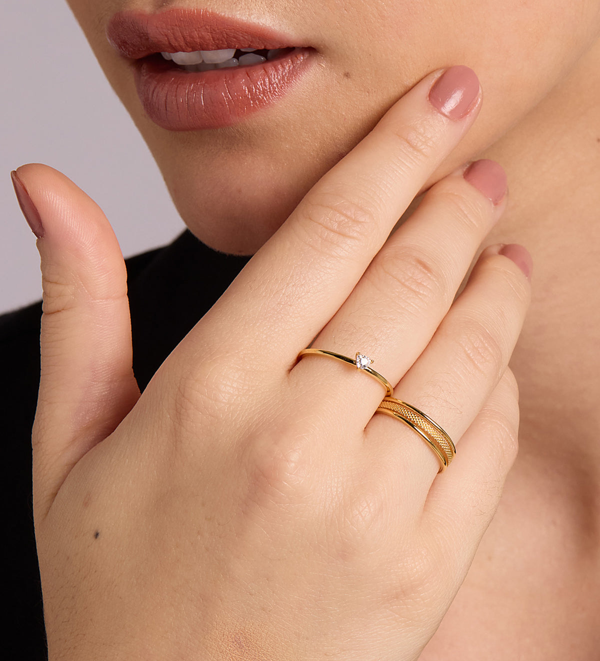 Luna Stacker Ring in 18k Gold Plating on 925 Silver - Ash & Harry