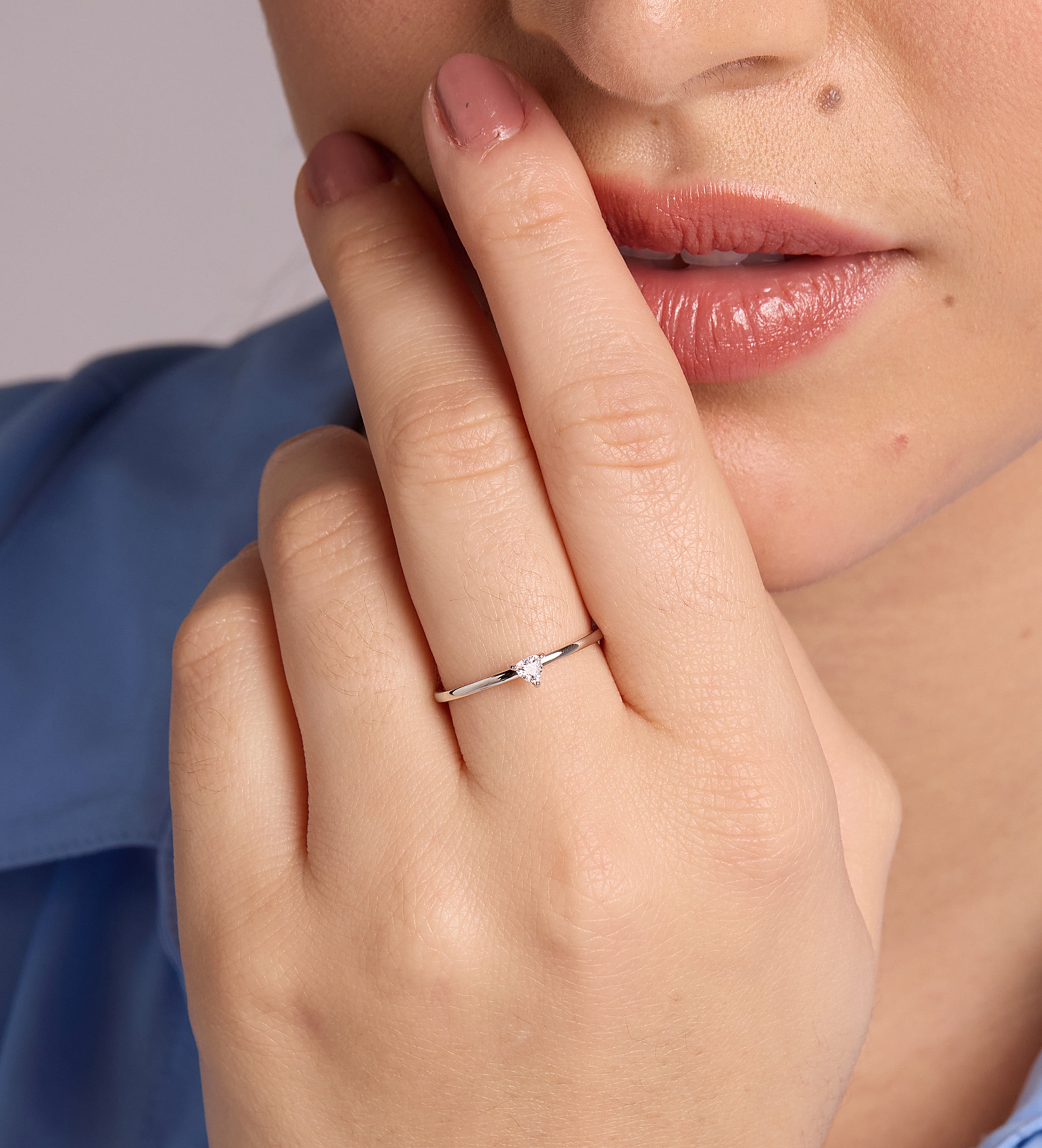 Luna Stacker Ring in Rhodium Plating on 925 Silver - Ash & Harry