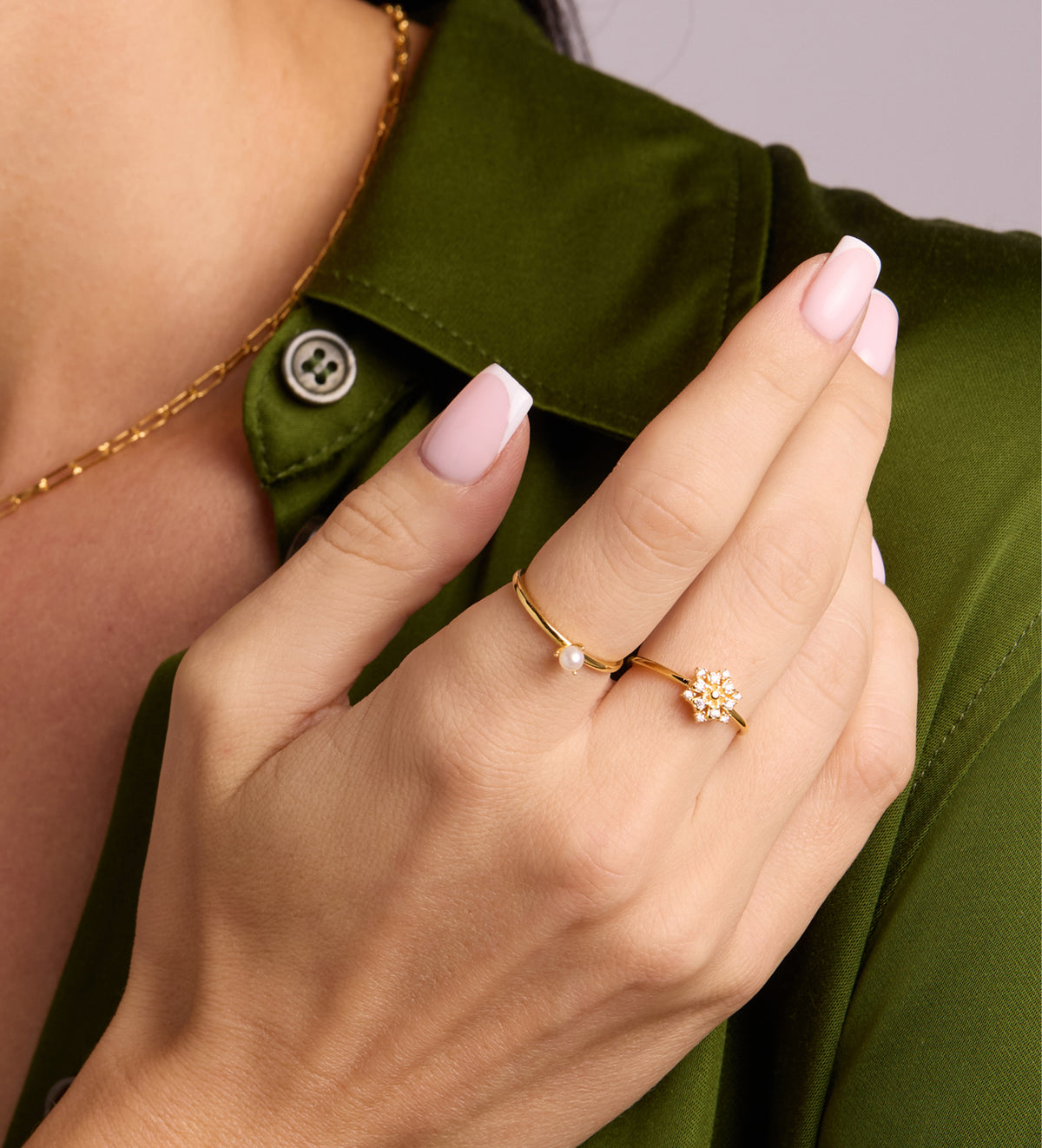 Pearl Stacker Ring in 18k Gold Plating on 925 Silver - Ash & Harry