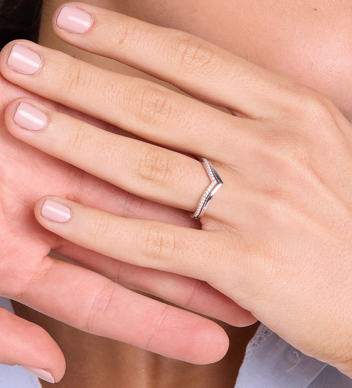 Wishbone Ring in Rhodium Plating on 925 Silver - Ash & Harry