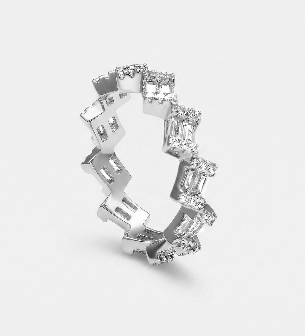 Ziggy Eternity Ring in 925 Silver with High Quality Simulated Diamonds - Ash & Harry