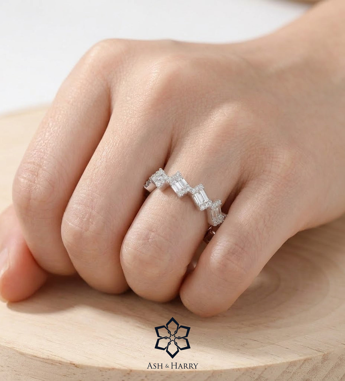Ziggy Eternity Ring in 925 Silver with High Quality Simulated Diamonds - Ash & Harry