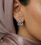 Blush Petal Earrings in 925 Silver with High - Quality White Simulated Diamonds - Ash & Harry