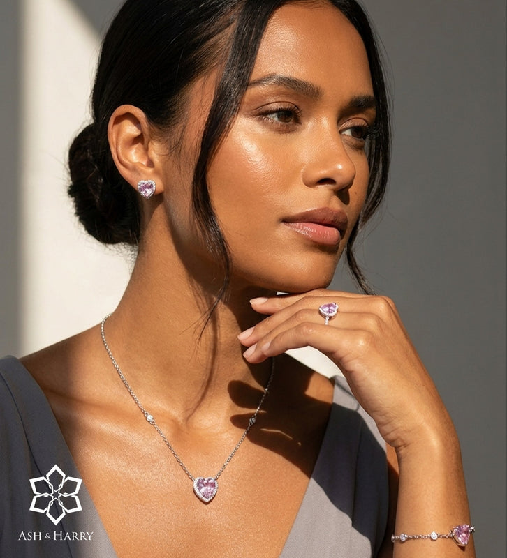 Blushing Heart Full Set in Silver - 4 Items