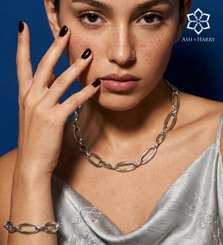 Bold Paperclip Link Full Set in Silver- 2 Items