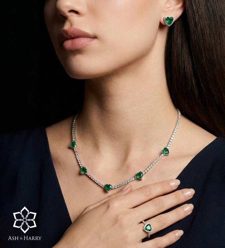 Emerald Heart Majesty Full Set in Silver - 3 Items