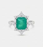 Emerald Nova Ring in 925 Silver High Quality Simulated Diamonds and Emerald Stone - Ash & Harry