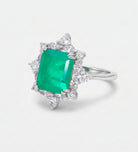 Emerald Nova Ring in 925 Silver High Quality Simulated Diamonds and Emerald Stone - Ash & Harry