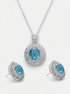 Aquamarine Halo Full Set in Silver - 2 Items - Ash & Harry