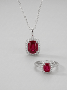 Scarlet Ruby Cushion Full Set in Silver - 2 Items - Ash & Harry