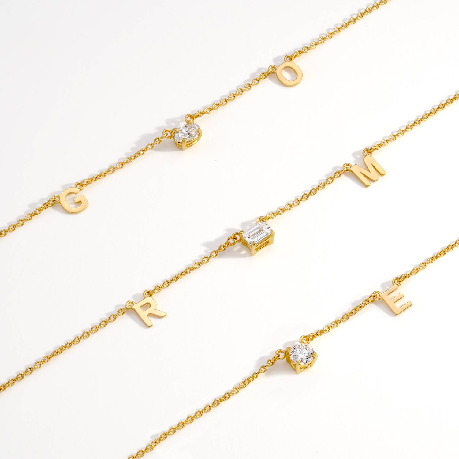 Initial Necklace With 0.3ct Oval Diamond - 18K Gold Vermeil