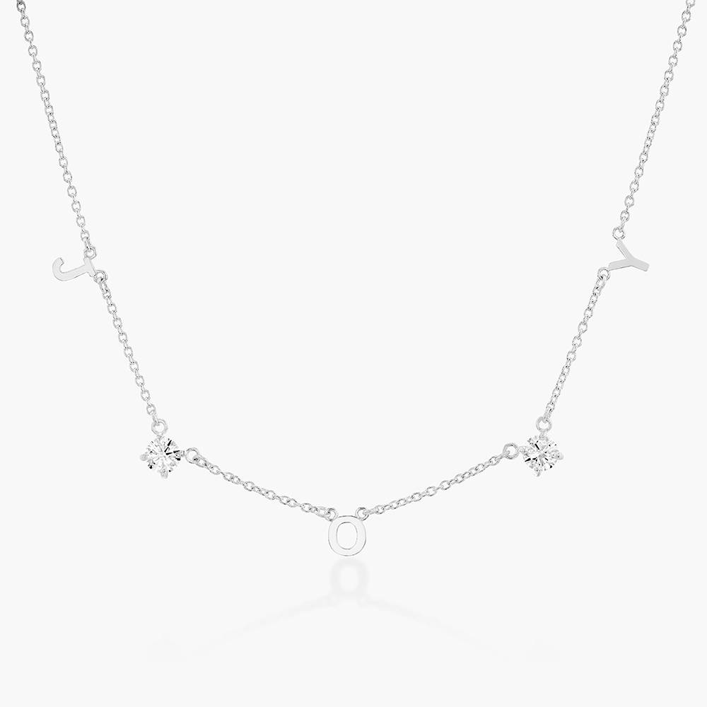 Initial Necklace With 0.3ct Oval Diamond - Silver