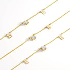 Initial Necklace With 0.3ct Emerald Cut Diamond - 18K Rose Gold Vermeil