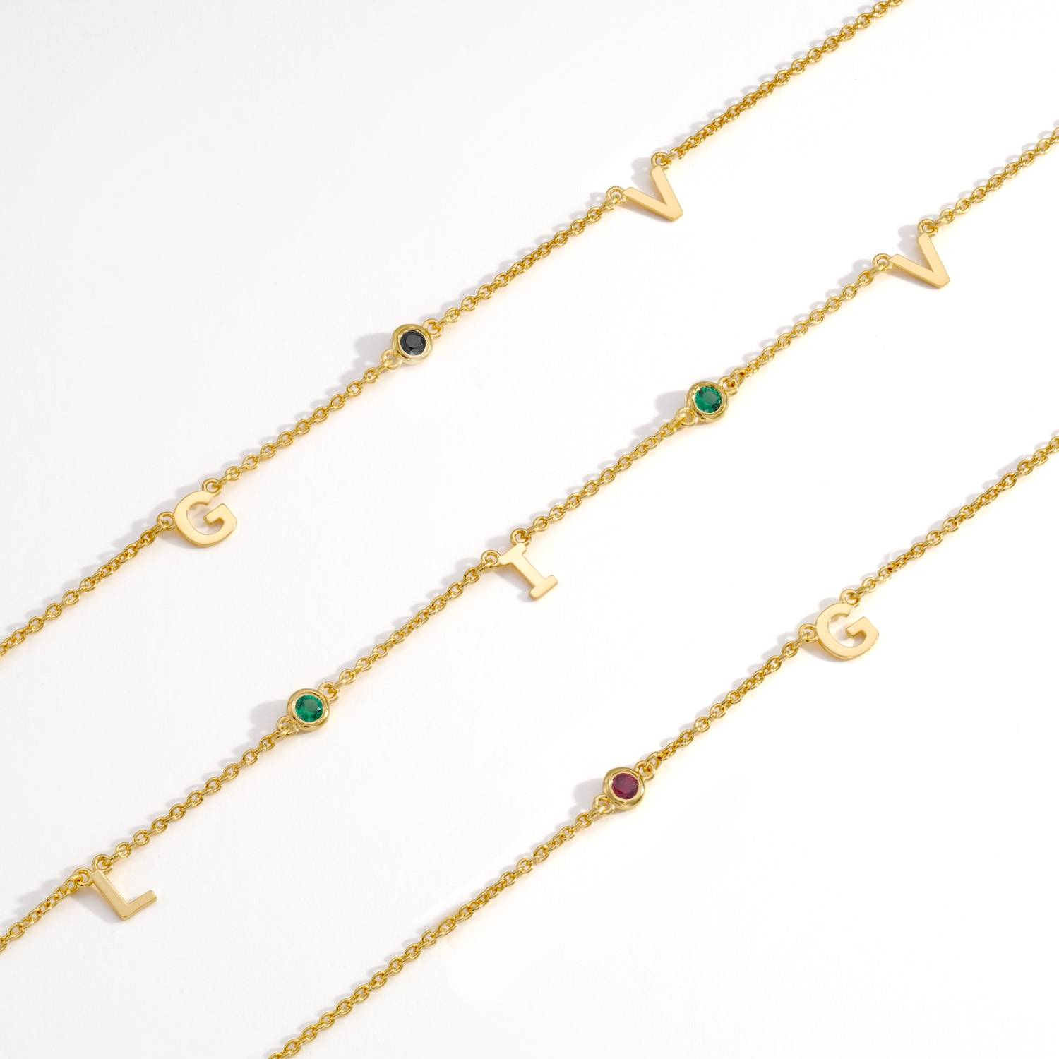 Initial Necklace With 0.2ct Heart Shaped Gemstone - 18K Gold Vermeil