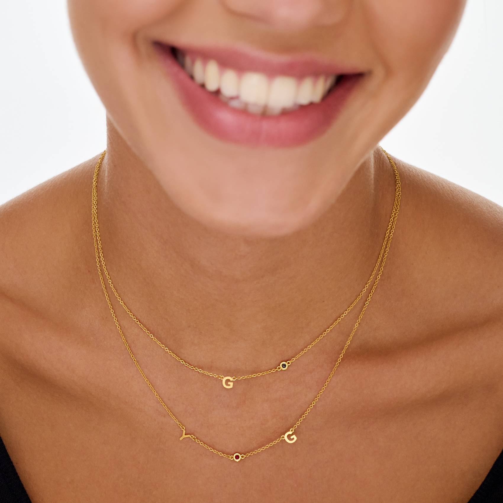 Initial Necklace With 0.2ct Heart Shaped Gemstone - 18K Gold Vermeil
