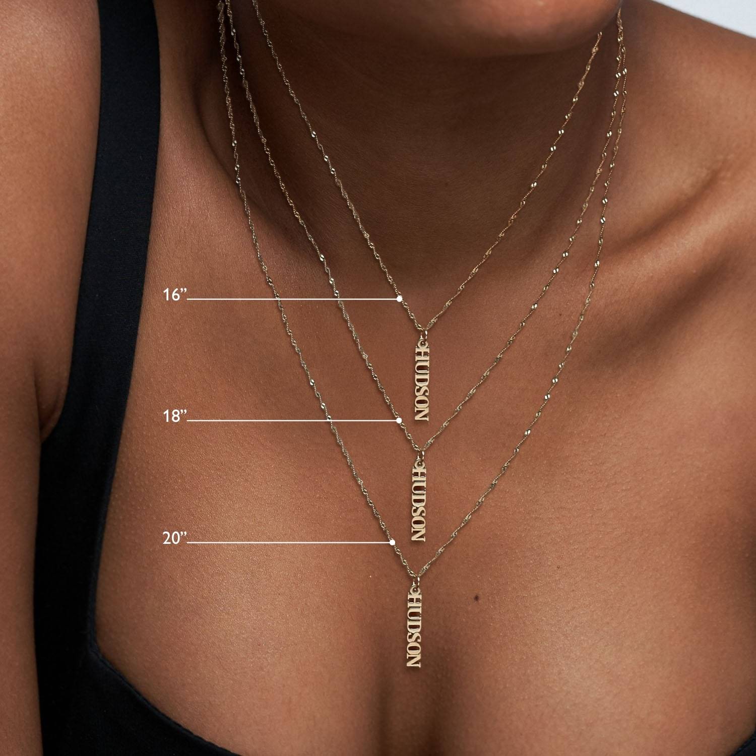 Vertical Name Necklace With Heart Shaped Gemstone - 18K Rose Gold Vermeil